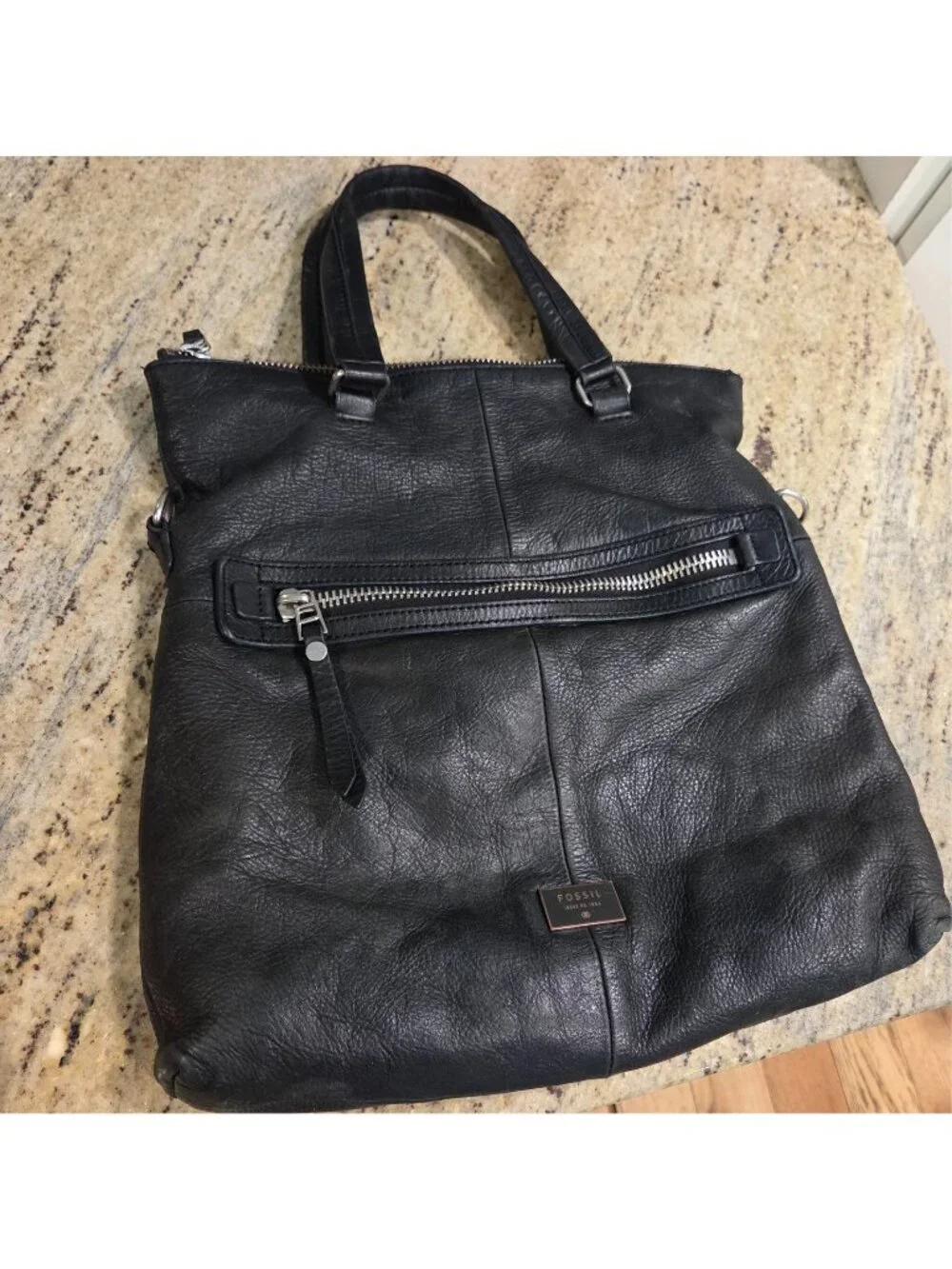 Vtg FOSSIL DAWSON Foldover Leather messenger bag satchel purse *holes* No Strap